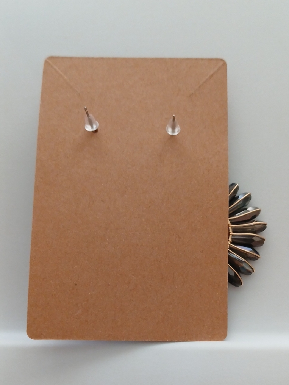 Fashion Jewelry Gold-Tone Post Earrings with Smoky Gray Crystal Petals - Picture 4 of 4